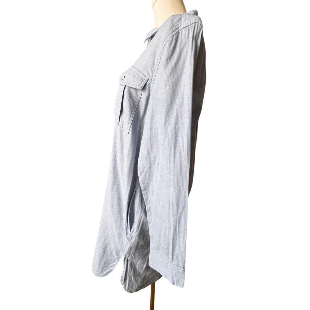 New OAT NEW YORK Women's Azure Blue Pockets Button Front Shirt Dress Size M - Picture 4 of 8